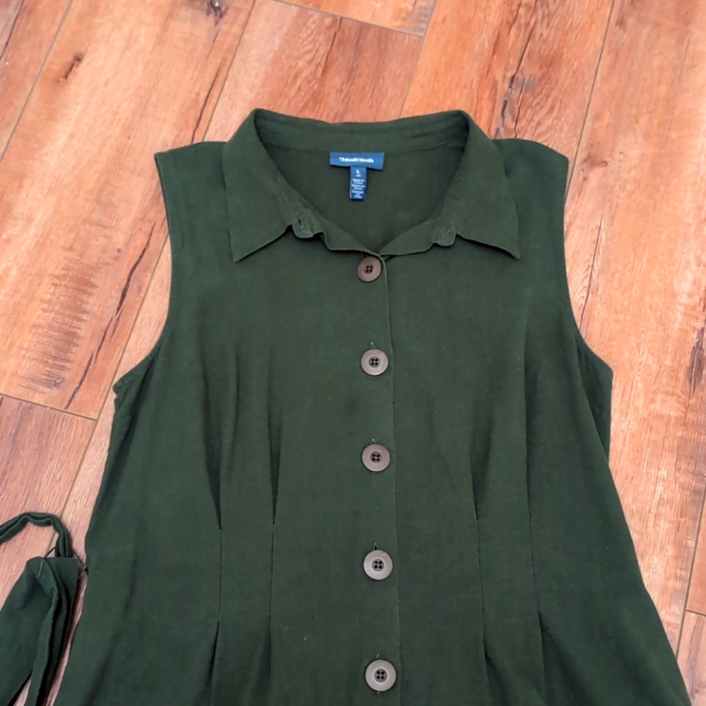 ModCloth Forest Green Button Dress with Pockets! - Size L